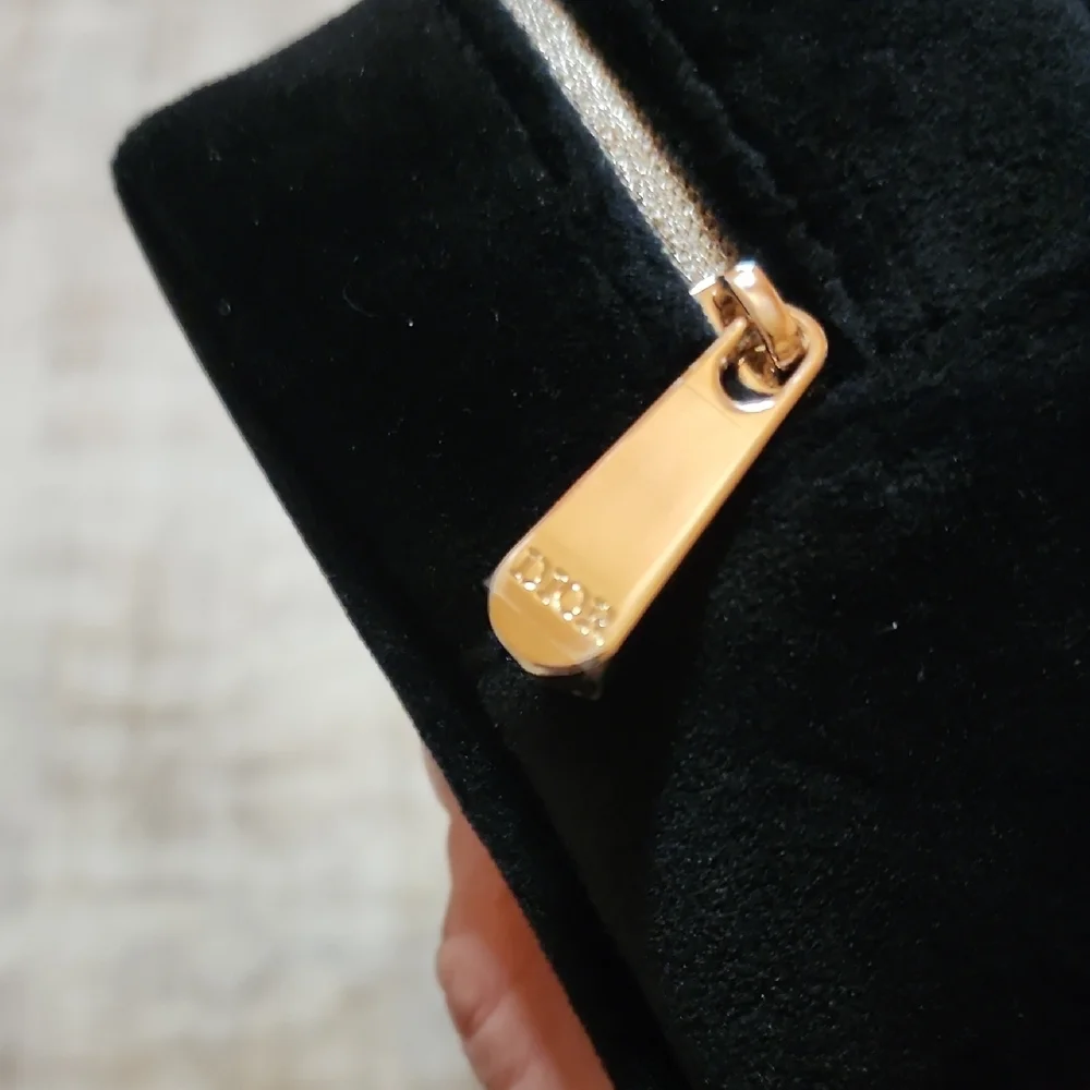Dior Soft Black Cosmetic Pouch With Gold Accents